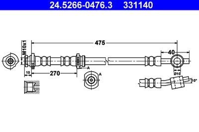 Тормозной шланг ATE 24.5266-0476.3 для NISSAN ALMERA