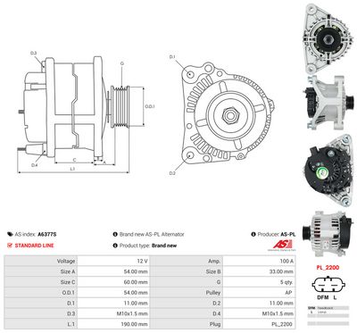 GENERATOR / ALTERNATOR AS-PL A6377S 4