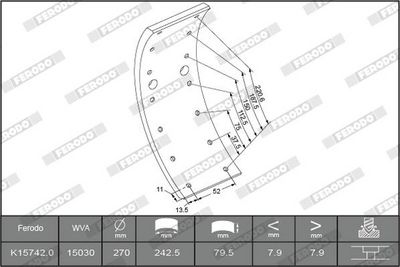 BREMSBELAGSATZ TROMMELBREMSE FERODO K157421F3549 2