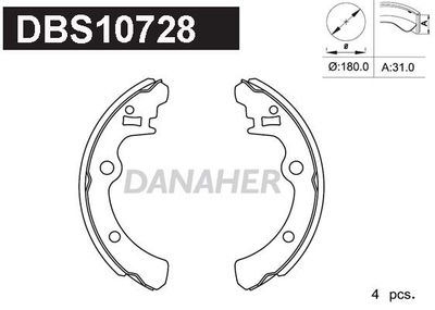 Комплект тормозных колодок DANAHER DBS10728 для SUBARU LEONE
