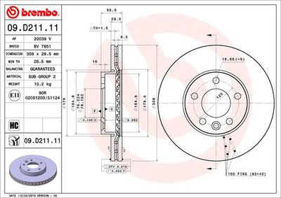 BREMBO Bremsscheibe PRIME LINE - UV Coated (09.D211.11)