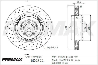 FREMAX BD-2922 Тормозные диски  для LEXUS IS (Лексус Ис)