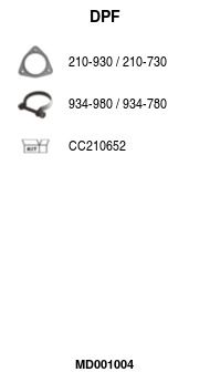 Filtr sadzy / filtr cząstek stałych, układ wydechowy FA1 MD001004