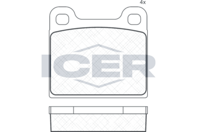 комплект спирачно феродо, дискови спирачки ICER 180386