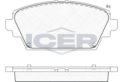 комплект спирачно феродо, дискови спирачки ICER 181581