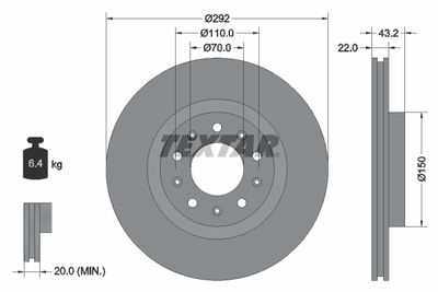 Тормозной диск TEXTAR 92221103 для ALFA ROMEO GIULIA