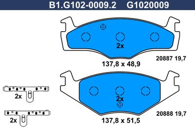 B1.G102-0009.2 GALFER Комплект тормозных колодок, дисковый тормоз