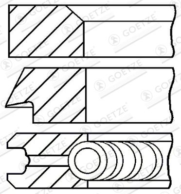 Комплект поршневых колец GOETZE ENGINE 08-168700-10 для MERCEDES-BENZ PAGODE