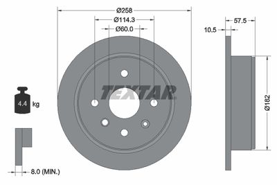 Тормозной диск TEXTAR 92163003 для CHEVROLET NUBIRA