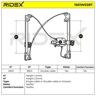 стъклоподемник RIDEX 1561W0287