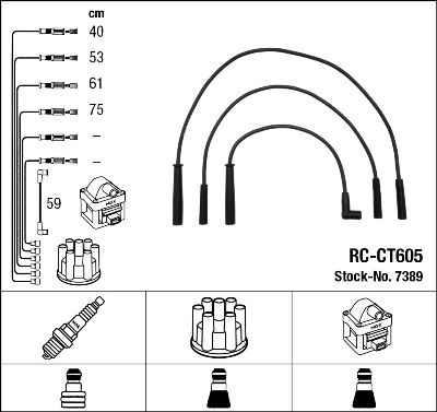 Комплект проводов зажигания NGK 7389 для PEUGEOT 405