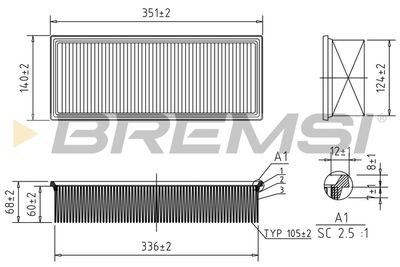 Воздушный фильтр BREMSI FA1236 для CITROËN C5