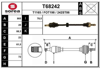 Приводной вал EAI T68242 для FORD STREET