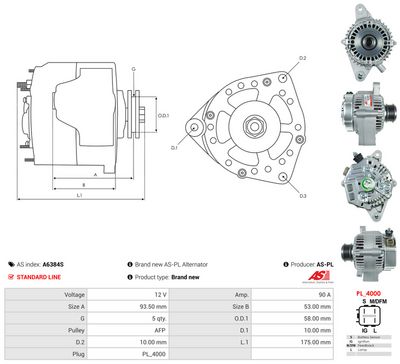 GENERATOR / ALTERNATOR AS-PL A6384S 4