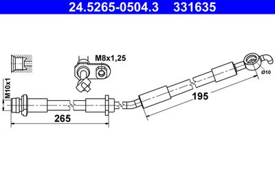 Тормозной шланг ATE 24.5265-0504.3 для TOYOTA YARIS