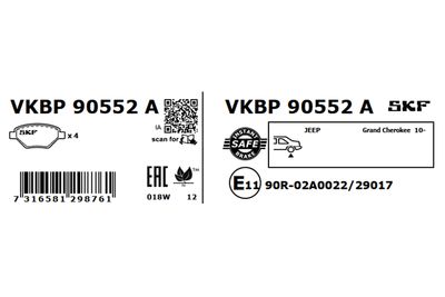 Brake Pad Set, disc brake VKBP 90552 A