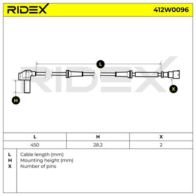датчик, обороти на колелото RIDEX 412W0096