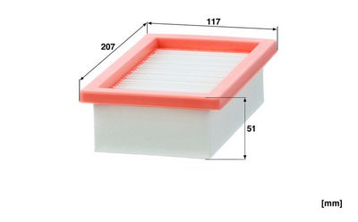 Cabinefilter (207x117x51mm, (en) anti-dust with high efficiency) past: CASE IH 100 PRO, 105 PRO, 80 PRO, 85 PRO, 90 PRO, 95 PRO, 140, 150, 160, 175, 195, 100, 110, 110 CVX, 115, 120, 120 CVX, 125