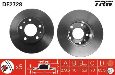 TRW DF2728 Тормозные диски  для PEUGEOT BOXER (Пежо Боxер)