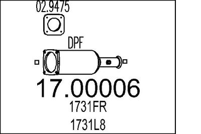 Filtr sadzy / filtr cząstek stałych, układ wydechowy MTS 17.00006