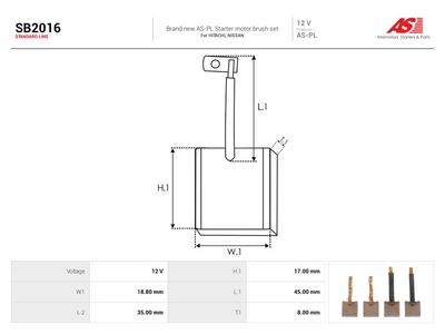 Børste, starter AUTOSTARTER SB2016 for ISUZU, NISSAN, HITACHI