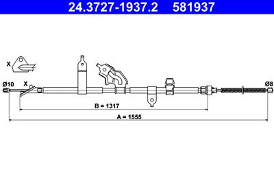 ATE 24.3727-1937.2 Трос ручного гальма для DAIHATSU (Дайхатсу)