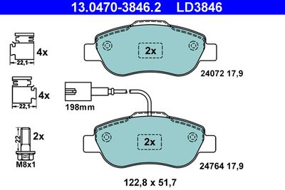 Комплект тормозных колодок, дисковый тормоз 13.0470-3846.2