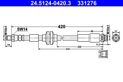 Тормозной шланг ATE 24.5124-0420.3 для FORD C-MAX