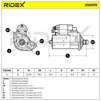 стартер RIDEX 2S0019