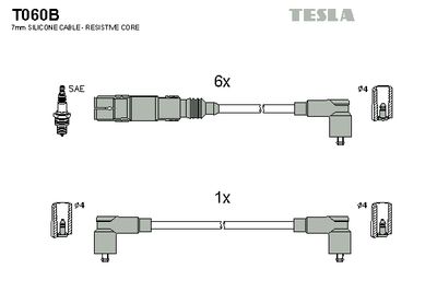Комплект проводов зажигания TESLA T060B для VW PASSAT