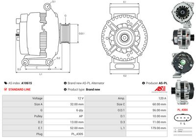 GENERATOR / ALTERNATOR AS-PL A1061S 4