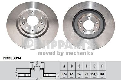 Тормозной диск NIPPARTS N3303094 для MAZDA RX-8