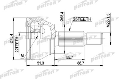 Шарнирный комплект, приводной вал PATRON PCV1432 для FORD FIESTA