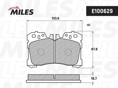 Комплект тормозных колодок, дисковый тормоз MILES E100629 для LEXUS LS