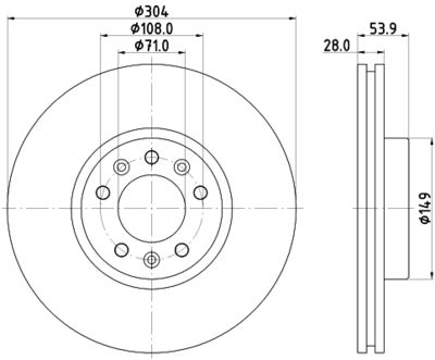 HELLA 8DD 355 125-411 Тормозные диски  для OPEL VIVARO (Опель Виваро)