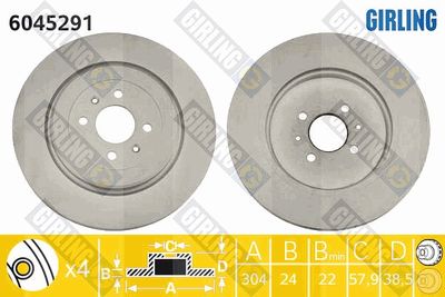 Тормозной диск GIRLING 6045291 для MG MGF