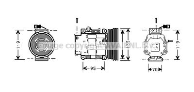 AVA-QUALITY-COOLING FTK041 Компресор кондиціонера для FIAT (Фиат)