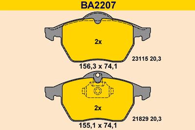 BA2207 BARUM Комплект тормозных колодок, дисковый тормоз