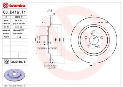 BRECO BV 6182 Тормозные диски  для LEXUS CT (Лексус Кт)
