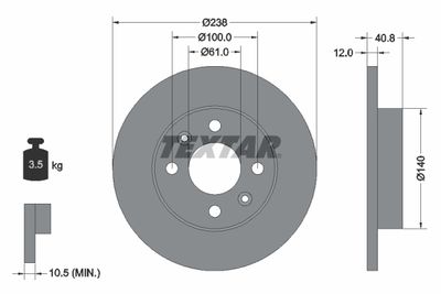 Тормозной диск TEXTAR 92036103 для LADA LARGUS