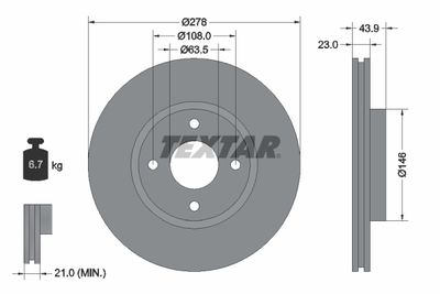 Тормозной диск TEXTAR 92252403 для FORD B-MAX