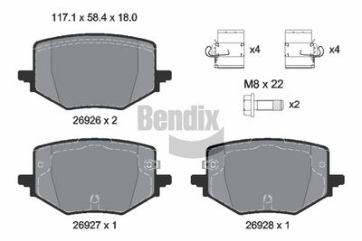 комплект спирачно феродо, дискови спирачки BENDIX Braking BPD2624