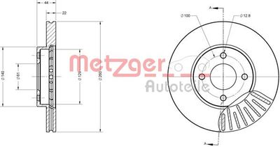 Тормозной диск METZGER 6110680 для NISSAN NOTE
