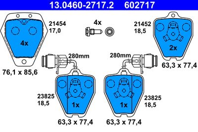 Комплект тормозных колодок, дисковый тормоз ATE 13.0460-2717.2 для AUDI 100