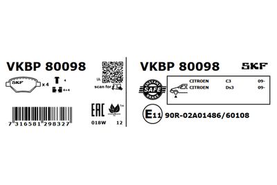 Brake Pad Set, disc brake VKBP 80098