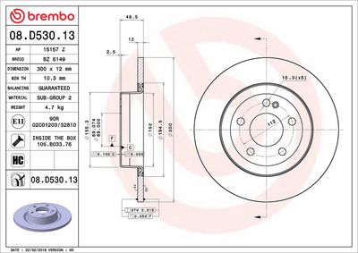 BREMSSCHEIBE BREMBO 08D53013 1
