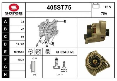 STARTCAR 405ST75 Генератор  для ALFA ROMEO MITO (955_) 1.4 (955AXB1B)