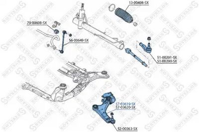 носач, окачване на колелата STELLOX 57-03619-SX
