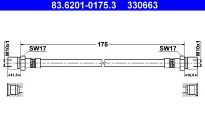 Тормозной шланг ATE 83.6201-0175.3 для PORSCHE 924