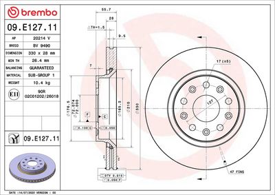 BREMSSCHEIBE BREMBO 09E12711 1